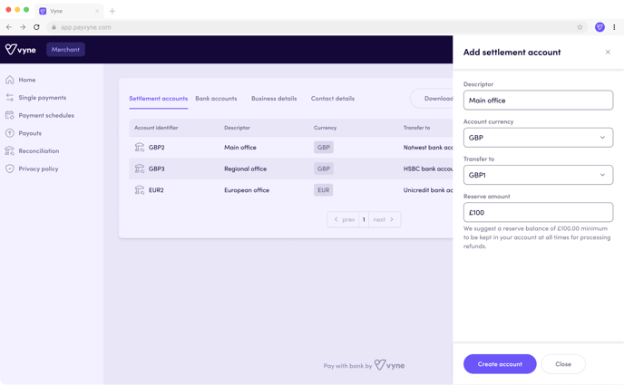 Settlement accounts 2